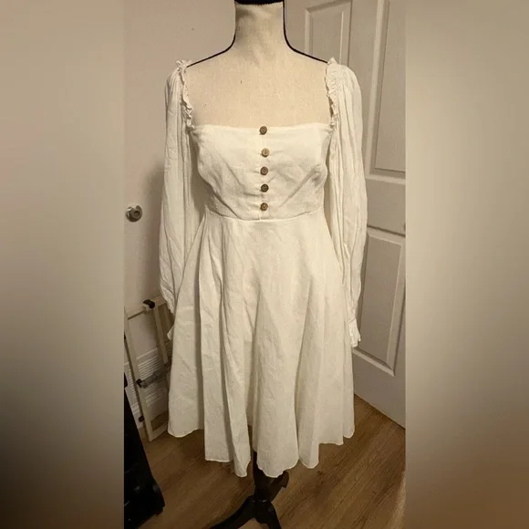 Lulus Elegant White  Boho Romantic Chic Mini Dress- style “Make The call” size M - Picture 3 of 7